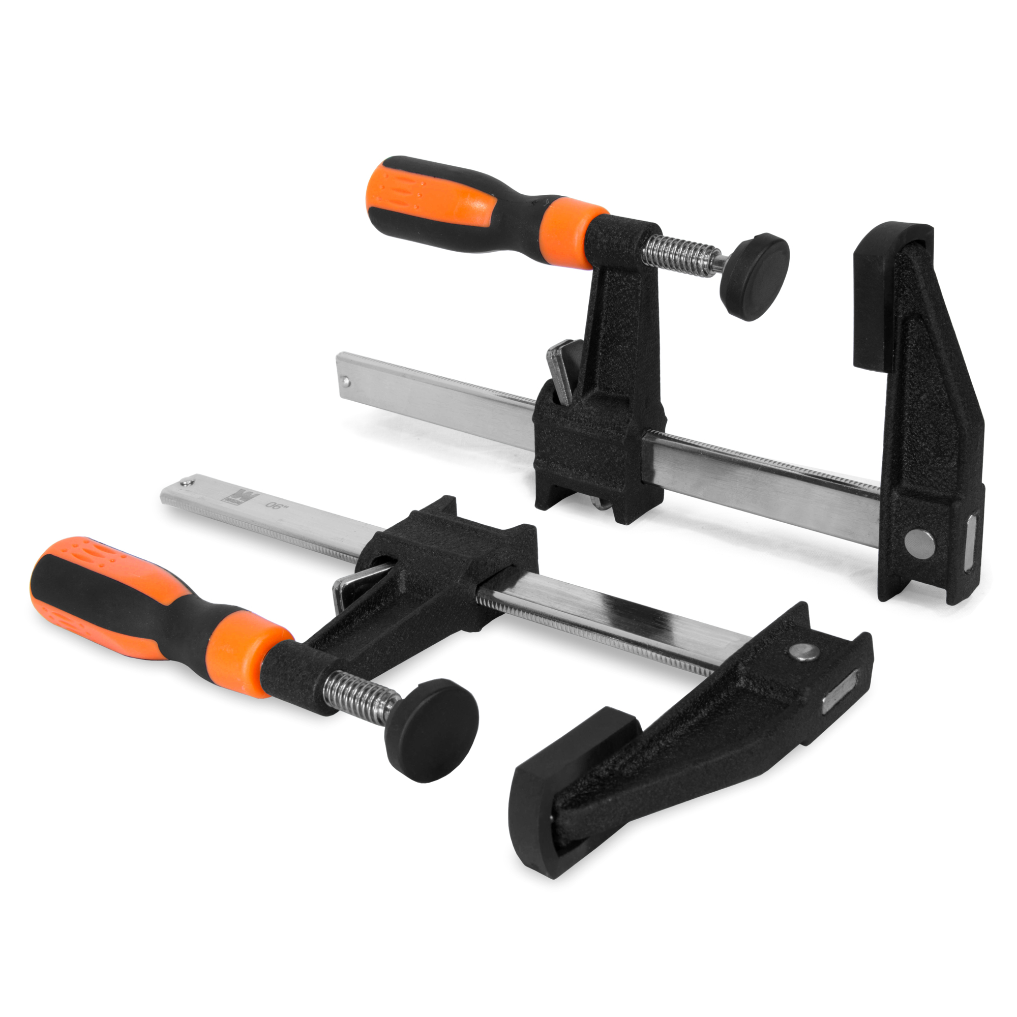 WEN Steel Bar Clamps - 6in. with 2.5in. Throat and Handle, Non-Marring Pads, 2 Pack, Model# 10206F2